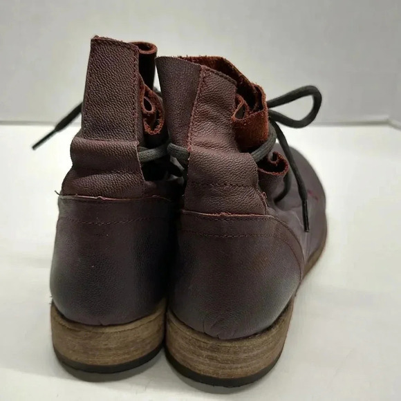 Free People Faryl Robin Boots Ankle Wrap Around Booties Leather Dark Red Size 10 - Picture 3 of 12